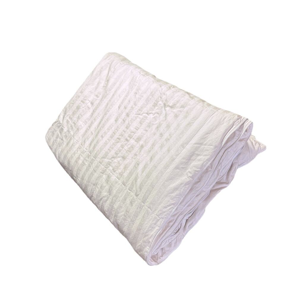 Damask Stripe Down Feather Comforter 82X60 Twin Solid White Cotton Blanket Mini